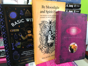 a selection of books about witchcraft on display