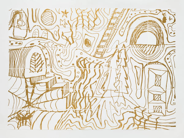 product image - back art arranged in grid, creating full drawing in gold